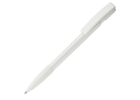 Kugelschreiber Nash Hardcolour mit Gummigriff - Weiss / Weiss bedrucken, Art.-Nr. LT80801-N0101