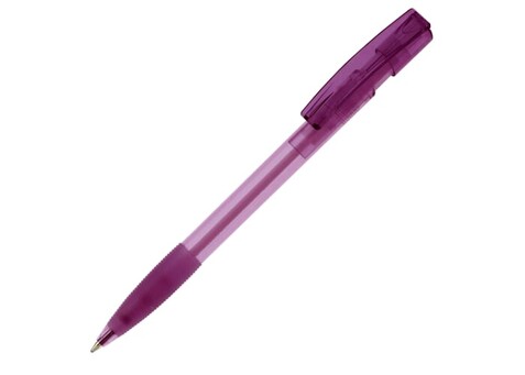 Kugelschreiber Nash Transparent mit Gummigriff - Transparent / Purple bedrucken, Art.-Nr. LT80802-N0472