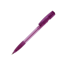 Kugelschreiber Nash Transparent mit Gummigriff - Transparent / Purple bedrucken, Art.-Nr. LT80802-N0472