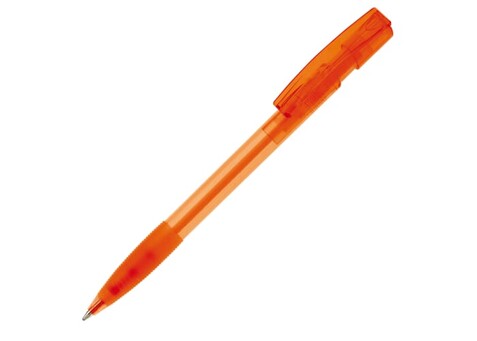 Kugelschreiber Nash Transparent mit Gummigriff - Transparent / Orange bedrucken, Art.-Nr. LT80802-N0426