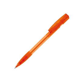 Kugelschreiber Nash Transparent mit Gummigriff - Transparent / Orange bedrucken, Art.-Nr. LT80802-N0426