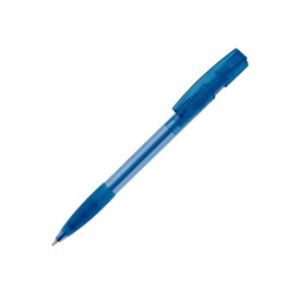 Kugelschreiber Nash Transparent mit Gummigriff - Transparent / Blau bedrucken, Art.-Nr. LT80802-N0411