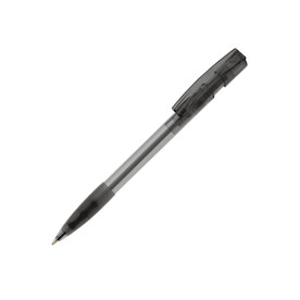 Kugelschreiber Nash Transparent mit Gummigriff - Transparent / Schwarz bedrucken, Art.-Nr. LT80802-N0402