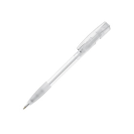 Kugelschreiber Nash Transparent mit Gummigriff - Transparent / Weiss bedrucken, Art.-Nr. LT80802-N0401