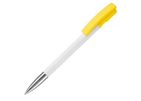 Kugelschreiber Nash Hardcolour mit Metallspitze - Weiss / Gelb bedrucken, Art.-Nr. LT80804-N0141 Kugelschreiber Nash Hardcolour mit Metallspitze - Weiss / Gelb bedrucken, Art.-Nr. LT80804-N0141