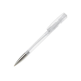 Kugelschreiber Nash Transparent mit Metallspitze - Transparent / Weiss bedrucken, Art.-Nr. LT80805-N0401