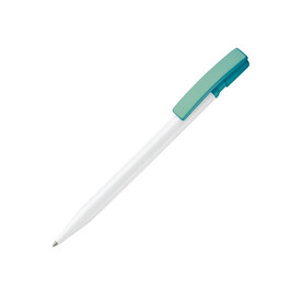 Kugelschreiber Nash Hardcolour - Weiss / Türkis bedrucken, Art.-Nr. LT80815-N0137