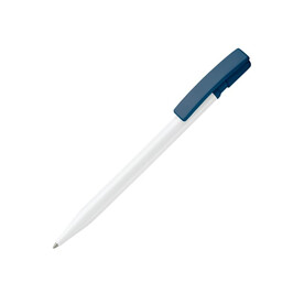 Kugelschreiber Nash Hardcolour - Weiss / Dunkelblau bedrucken, Art.-Nr. LT80815-N0110