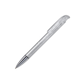 Kugelschreiber Atlas Transparent mit Metallspitze - Transparent / Weiss bedrucken, Art.-Nr. LT80827-N0401