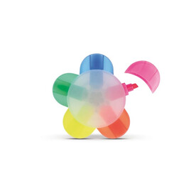 Textmarker Blume mit 5 Farben - Ecru / Weiss bedrucken, Art.-Nr. LT81401-N5401