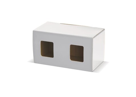 Verpackung für zwei Becher mit Fenster - Weiss bedrucken, Art.-Nr. LT83201-N0001