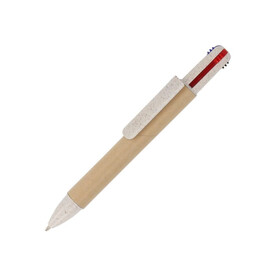 Papierkugelchreiber mit 4 Schreibfarben - Natur bedrucken, Art.-Nr. LT87256-N0094