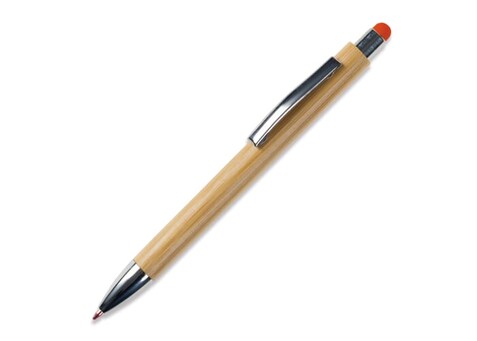 Bambus Kugelschreiber New York mit Touchpen - Orange bedrucken, Art.-Nr. LT87285-N0026