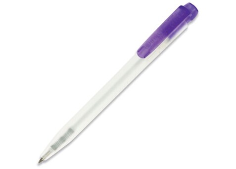 Kugelschreiber Ingeo TM Pen Clear Transparent - Ecru / Purple bedrucken, Art.-Nr. LT87543-N5472