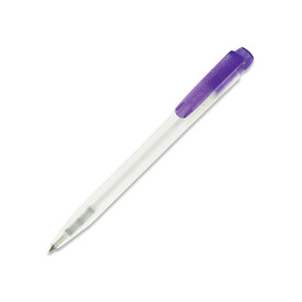 Kugelschreiber Ingeo TM Pen Clear Transparent - Ecru / Purple bedrucken, Art.-Nr. LT87543-N5472