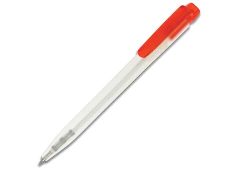 Kugelschreiber Ingeo TM Pen Clear Transparent - Ecru / Rot bedrucken, Art.-Nr. LT87543-N5421