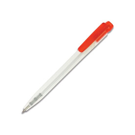Kugelschreiber Ingeo TM Pen Clear Transparent - Ecru / Rot bedrucken, Art.-Nr. LT87543-N5421