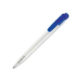 Kugelschreiber Ingeo TM Pen Clear Transparent - Ecru / Blau bedrucken, Art.-Nr. LT87543-N5411