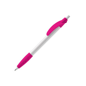 Kugelschreiber Cosmo Grip HC - Weiss / Rosa bedrucken, Art.-Nr. LT87622-N0176