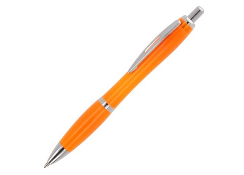 Kugelschreiber Hawaii transparent Ocean Bound Plastic - Transparent / Orange bedrucken, Art.-Nr. LT87820-N0426