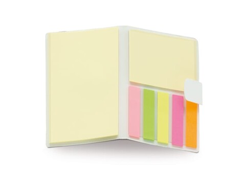Notizbuch mit Haftnotizen - Weiss bedrucken, Art.-Nr. LT90869-N0001