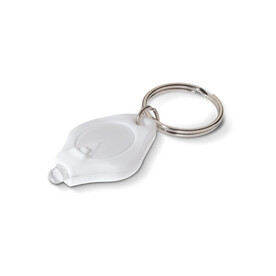 Schlüsselanhänger mit Mini-Taschenlampe - Weiss bedrucken, Art.-Nr. LT90990-N0001