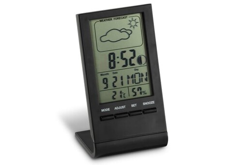 Elektronische Wetterstation Schwarz - Schwarz bedrucken, Art.-Nr. LT91077-N0002