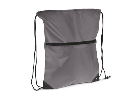 Kordelzugtasche 210T R-PET mit Reißverschluss - Grau bedrucken, Art.-Nr. LT91395-N0061 Kordelzugtasche 210T R-PET mit Reißverschluss - Grau bedrucken, Art.-Nr. LT91395-N0061