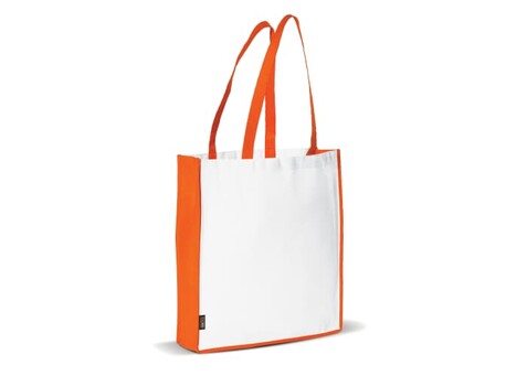 Tragetasche Non-Woven 75g/m² - Weiss / Orange bedrucken, Art.-Nr. LT91479-N0126