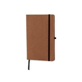 Hardcover-Notizbuch mit Einband aus recycelten Leder DIN A5 - Hellbraun bedrucken, Art.-Nr. LT92522-N0052
