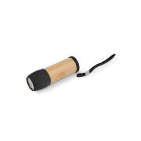 R-ABS &amp;amp; Bambus-Taschenlampe - Schwarz bedrucken, Art.-Nr. LT93317-N0002
