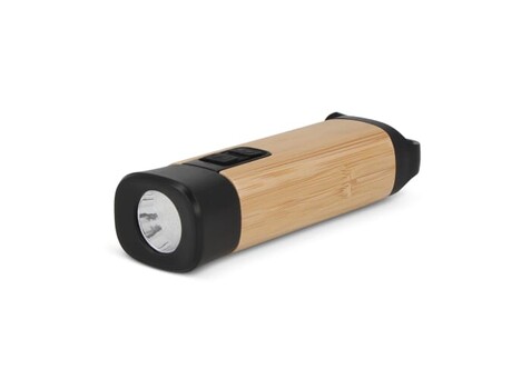 Wiederaufladbare R-ABS & Bamboo Taschenlampe - Schwarz bedrucken, Art.-Nr. LT93318-N0002 Wiederaufladbare R-ABS & Bamboo Taschenlampe - Schwarz bedrucken, Art.-Nr. LT93318-N0002
