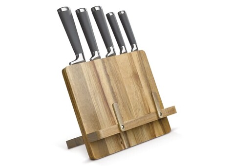 Kochbuchständer mit 5 Messern - Holz bedrucken, Art.-Nr. LT94502-N0093 Kochbuchständer mit 5 Messern - Holz bedrucken, Art.-Nr. LT94502-N0093