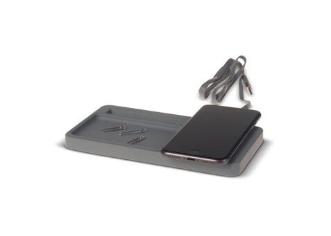 Limestone Desk organizer with wireless charger 5W - Grau bedrucken, Art.-Nr. LT95045-N0061 Limestone Desk organizer with wireless charger 5W - Grau bedrucken, Art.-Nr. LT95045-N0061