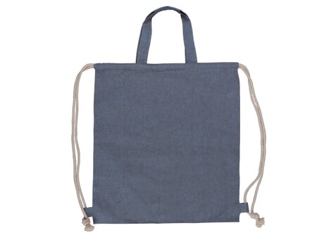 Tasche/Beutel mit Kordelzug aus recycelter Baumwolle 38x42cm - Blau bedrucken, Art.-Nr. LT95228-N0011 Tasche/Beutel mit Kordelzug aus recycelter Baumwolle 38x42cm - Blau bedrucken, Art.-Nr. LT95228-N0011