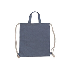 Tasche/Beutel mit Kordelzug aus recycelter Baumwolle 38x42cm - Blau bedrucken, Art.-Nr. LT95228-N0011