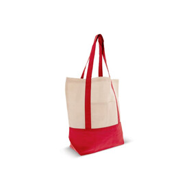 Einkaufstasche aus Baumwolle OEKO-TEX® 140g/m² 40x10x35cm - Rot bedrucken, Art.-Nr. LT95248-N0021