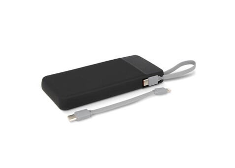 Ziara Powerbank with USB-C &amp; Lightning Cable 10000mAh - Schwarz bedrucken, Art.-Nr. LT95502-N0002