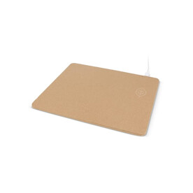 Mousepad mit kabellosem Ladegerät aus Recyclingpapier - Natur bedrucken, Art.-Nr. LT95656-N0094