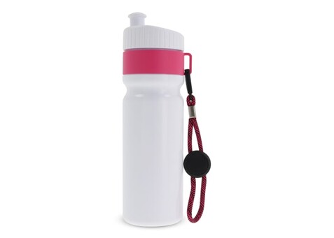 Sportflasche mit Rand und Kordel 750ml - Weiss / Rosa bedrucken, Art.-Nr. LT98736-N0176
