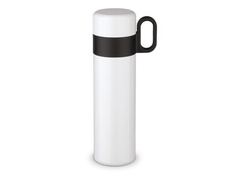 Isolierflasche mit Becher 500ml - Weiss bedrucken, Art.-Nr. LT98784-N0001
