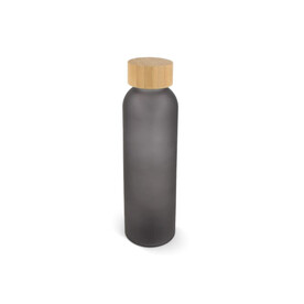 Wasserflasche Glas &amp;amp; Bambus 500ml - Dunkelgrau bedrucken, Art.-Nr. LT98849-N0060