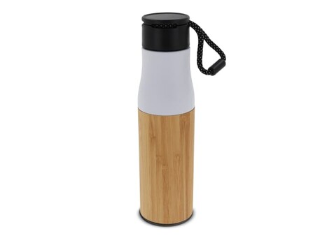 Isolierflasche Bambus mit Trageschlaufe 500ml - Weiss bedrucken, Art.-Nr. LT98857-N0001 Isolierflasche Bambus mit Trageschlaufe 500ml - Weiss bedrucken, Art.-Nr. LT98857-N0001
