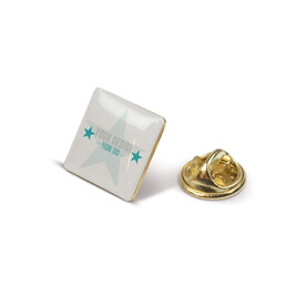 Metall Pin, quadratisch 15x15mm - Gold Satin bedrucken, Art.-Nr. LT99744-N0092