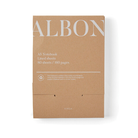VINGA Albon A5-Notizbuch aus GRS recyceltem Filz grau bedrucken, Art.-Nr. V773012 VINGA Albon A5-Notizbuch aus GRS recyceltem Filz grau bedrucken, Art.-Nr. V773012