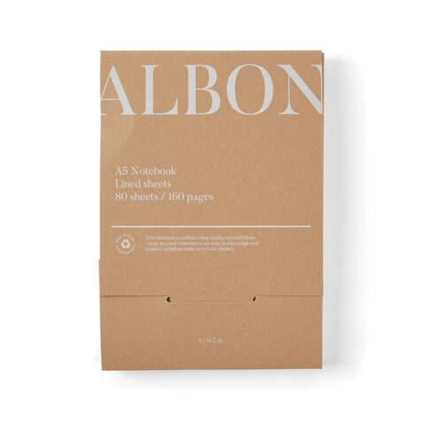 VINGA Albon A5-Notizbuch aus GRS recyceltem Filz schwarz bedrucken, Art.-Nr. V773011