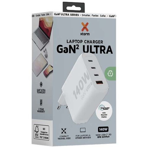 Xtorm XEC140 GaN² Ultra 140 W Wandladegerät, weiss bedrucken, Art.-Nr. 12439101 Xtorm XEC140 GaN² Ultra 140 W Wandladegerät, weiss bedrucken, Art.-Nr. 12439101