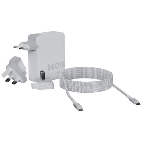 Xtorm XVC2140 GaN Ultra 140 W Reiseladegerät mit 240 W USB-C PD-Kabel, weiss bedrucken, Art.-Nr. 12439701 Xtorm XVC2140 GaN Ultra 140 W Reiseladegerät mit 240 W USB-C PD-Kabel, weiss bedrucken, Art.-Nr. 12439701