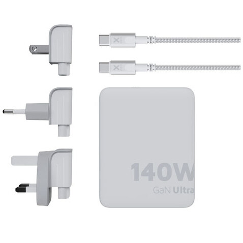 Xtorm XVC2140 GaN Ultra 140 W Reiseladegerät mit 240 W USB-C PD-Kabel, weiss bedrucken, Art.-Nr. 12439701 Xtorm XVC2140 GaN Ultra 140 W Reiseladegerät mit 240 W USB-C PD-Kabel, weiss bedrucken, Art.-Nr. 12439701