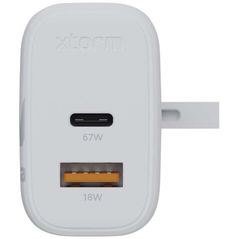 Xtorm XEC067G GaN² Ultra 67 W Wandladegerät mit UK-Stecker, weiss bedrucken, Art.-Nr. 12440701 Xtorm XEC067G GaN² Ultra 67 W Wandladegerät mit UK-Stecker, weiss bedrucken, Art.-Nr. 12440701